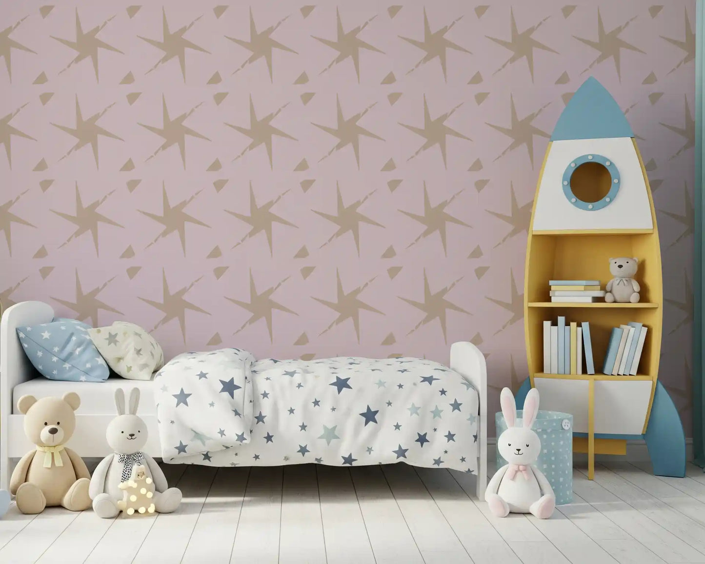 Retro Starburst Pale Pink Geometric Wallpaper⁠
