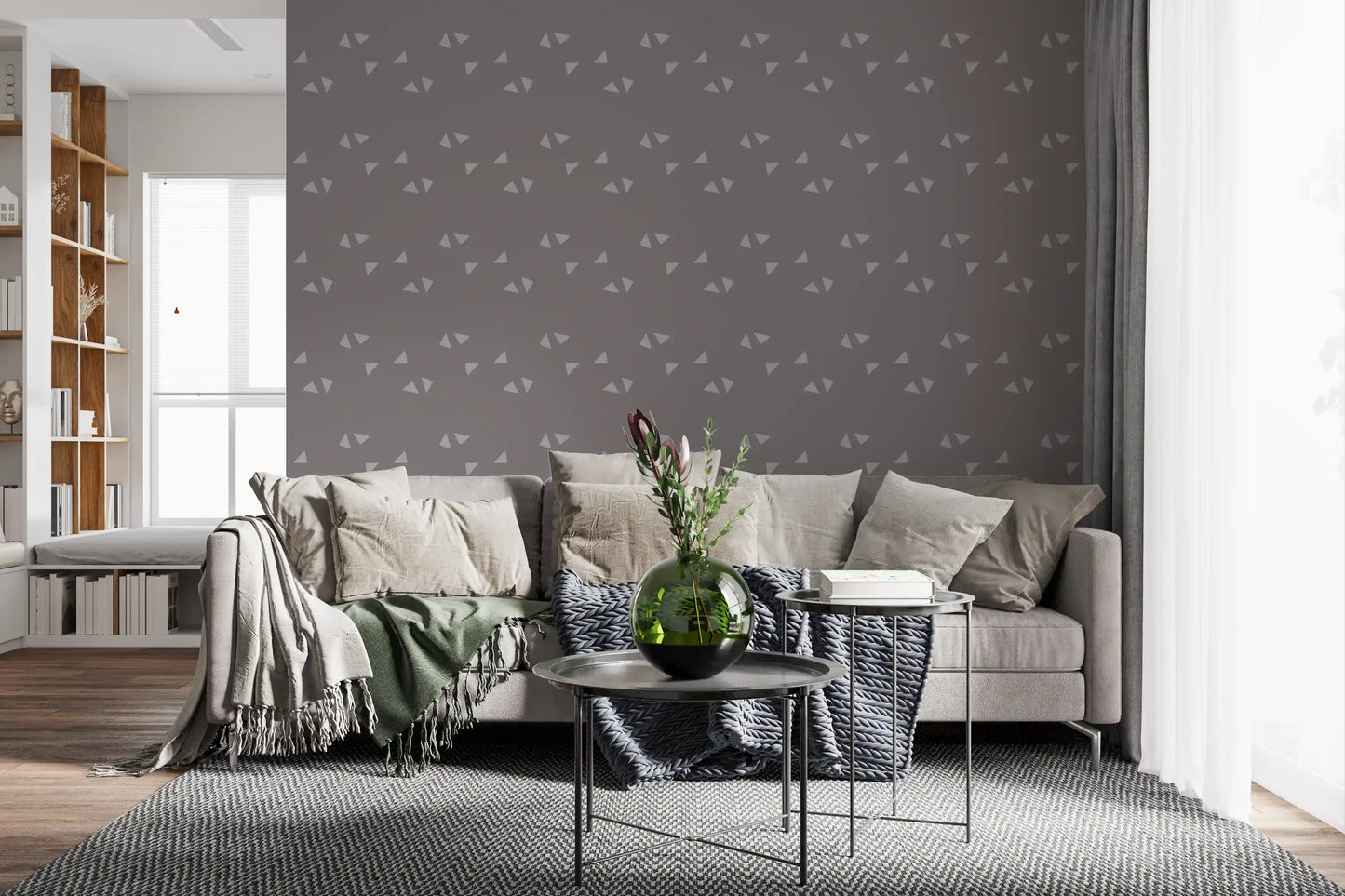 Scandi Minimalist Triangles in Soft Mauve Wallpaper⁠