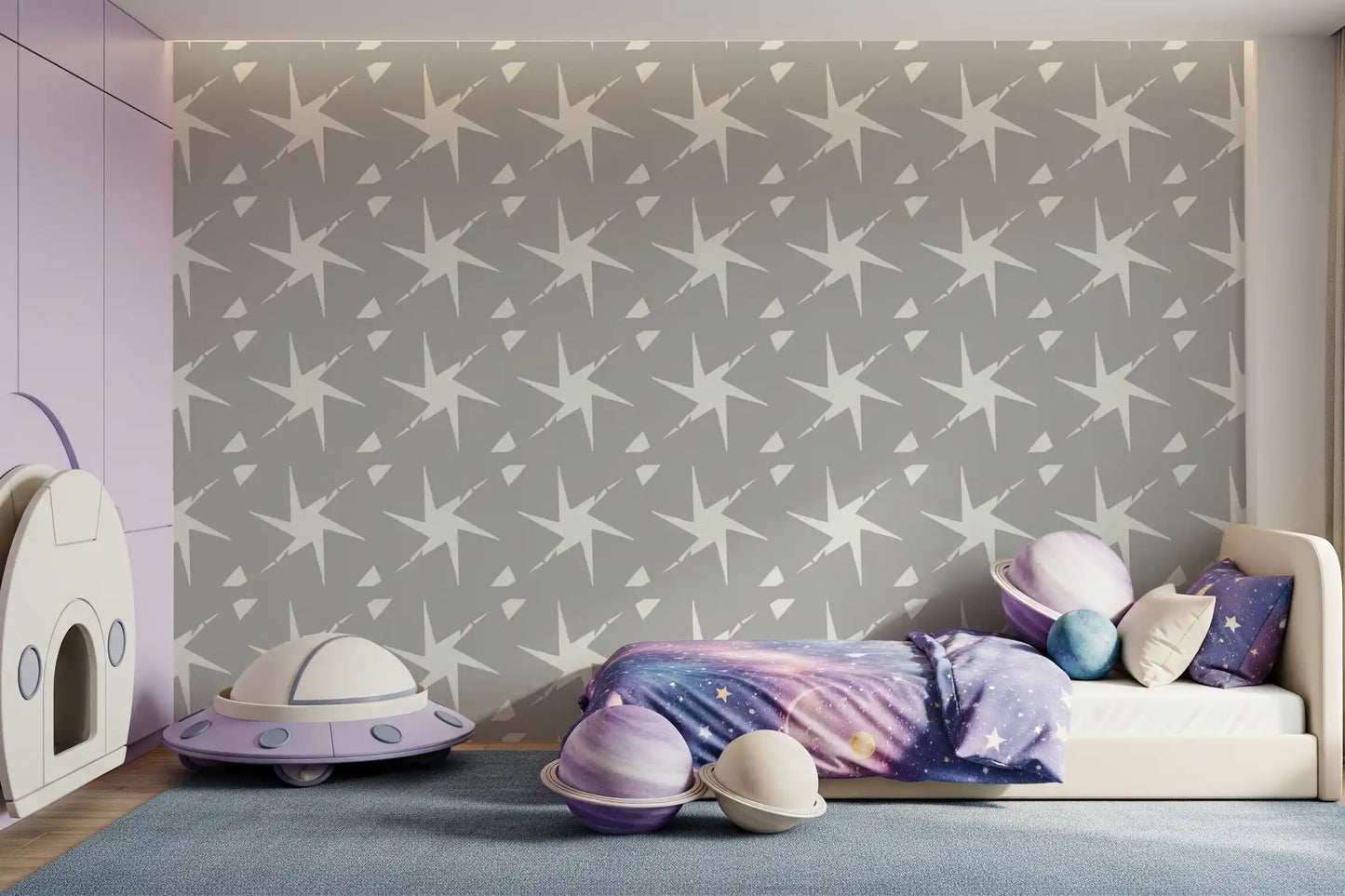 Textured Starburst Geometric Motif Wallpaper⁠