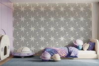 Textured Starburst Geometric Motif Wallpaper⁠