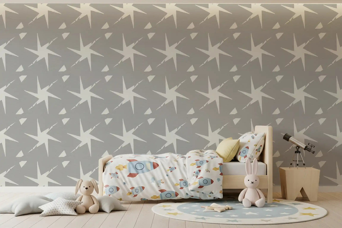 Textured Starburst Geometric Motif Wallpaper⁠