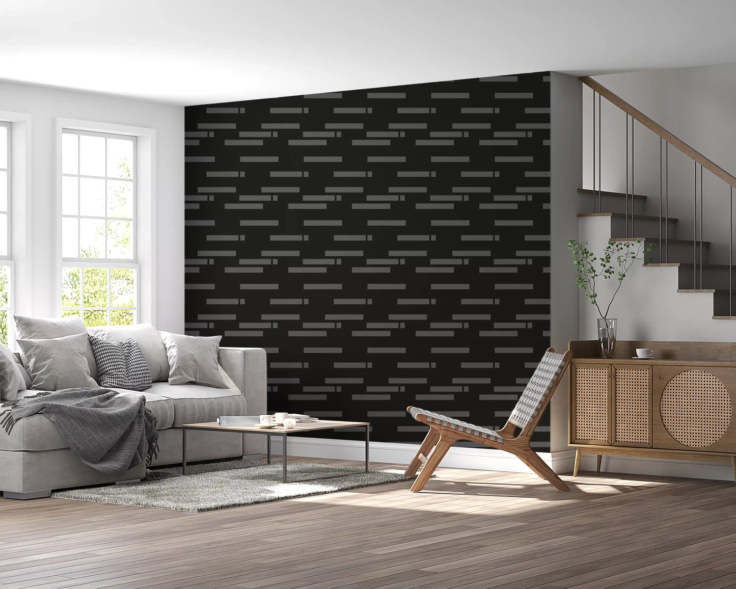 Abstract Urban Minimalist Grayscale Brick Wallpaper⁠