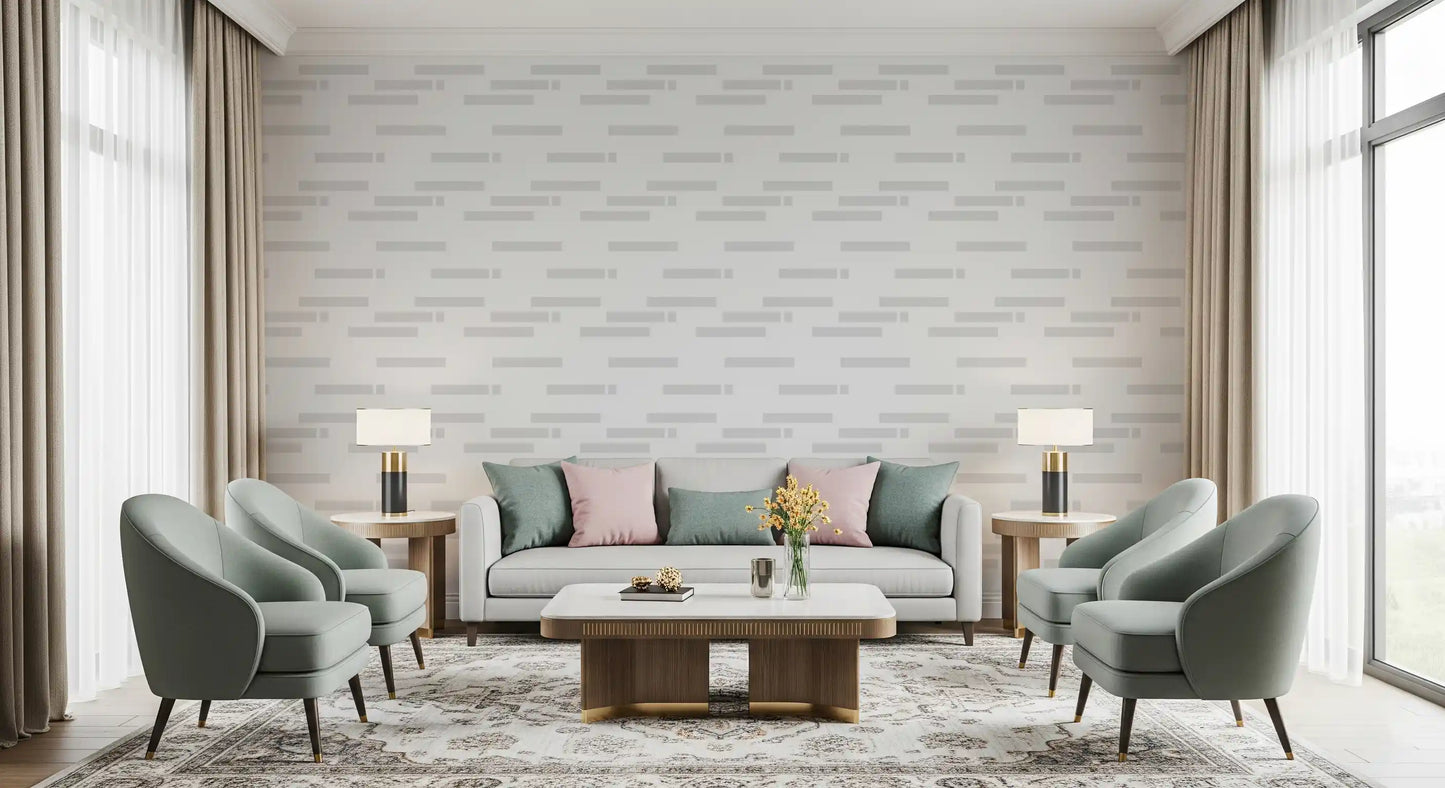 Scandi Neutral Stripe Block Wallpaper⁠