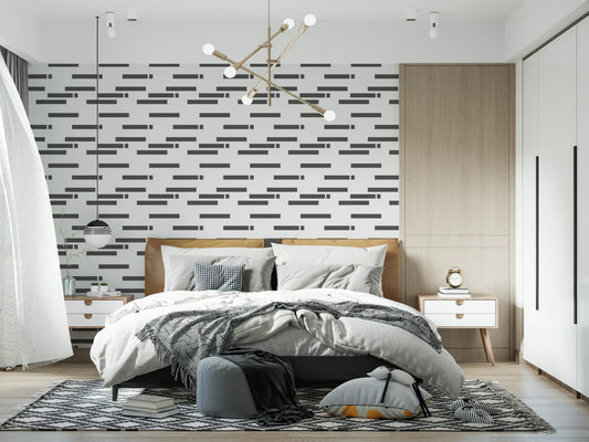 Industrial Slate Textured Linear Blocks Wallpaper⁠