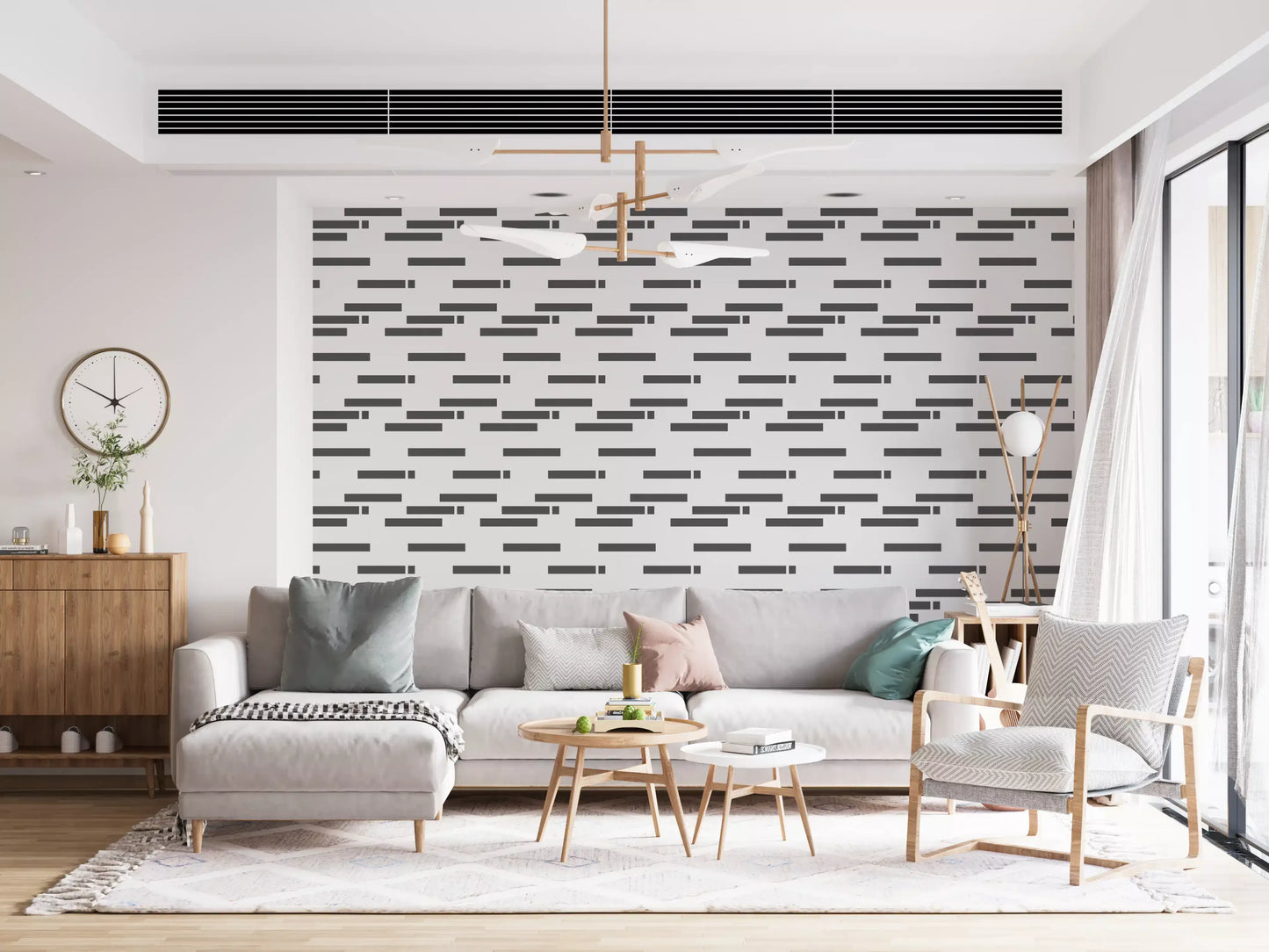 Industrial Slate Textured Linear Blocks Wallpaper⁠