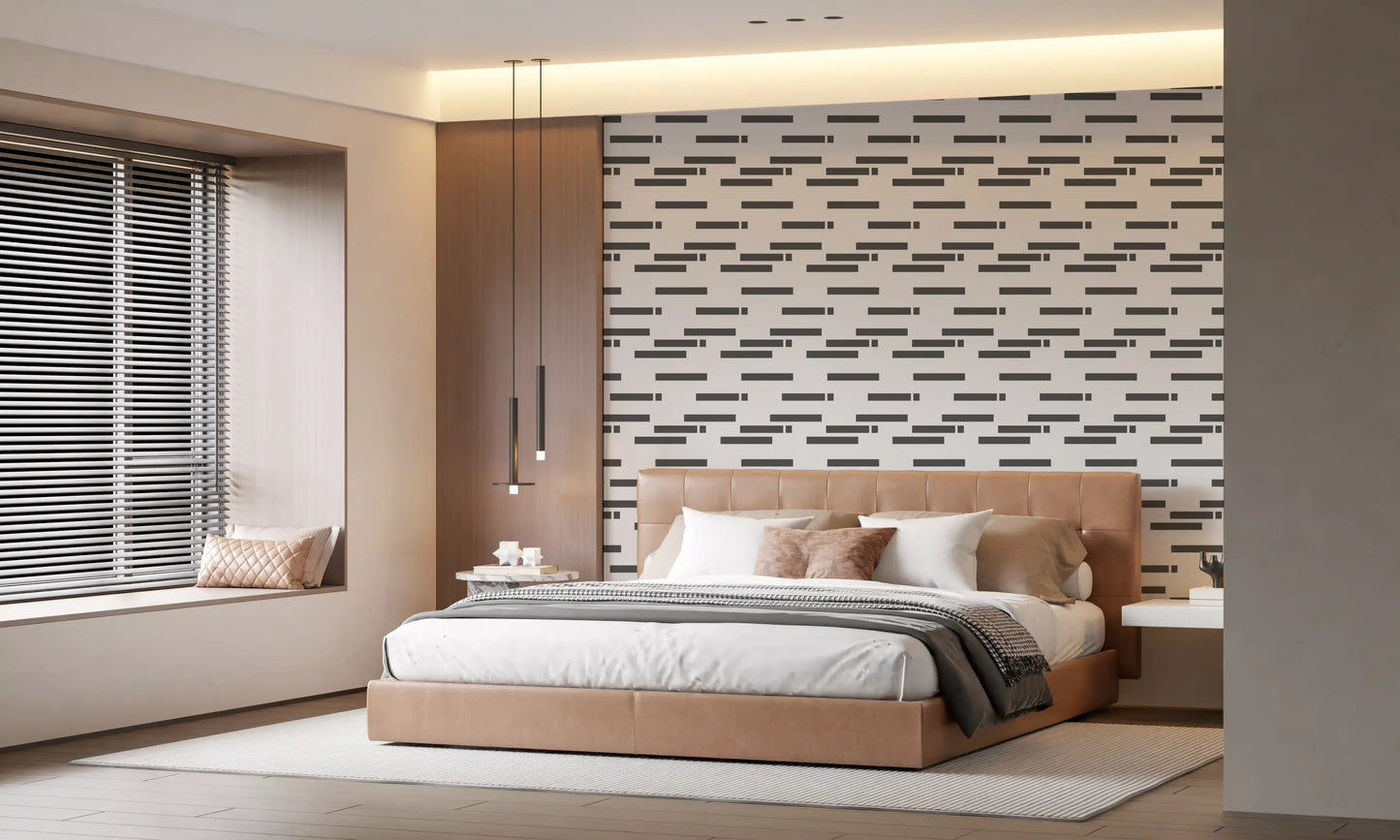 Industrial Slate Textured Linear Blocks Wallpaper⁠