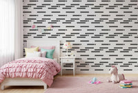 Industrial Slate Textured Linear Blocks Wallpaper⁠