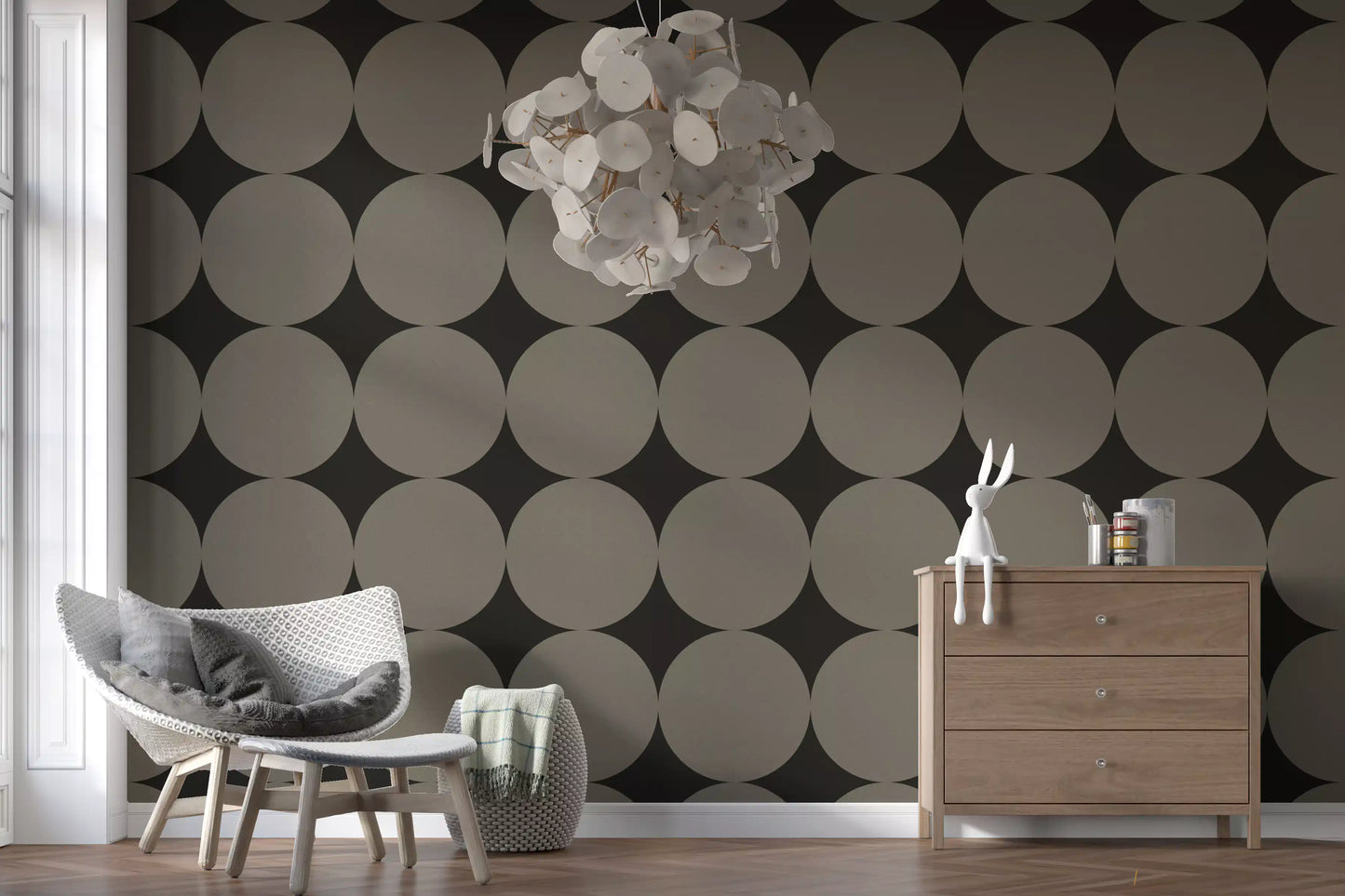 Symmetric Mid-Century Arcs and Stars Wallpaper⁠