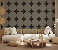Symmetric Mid-Century Arcs and Stars Wallpaper⁠