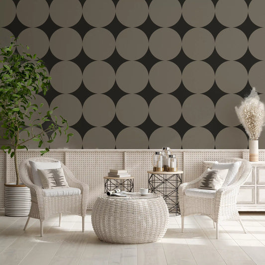 Symmetric Mid-Century Arcs and Stars Wallpaper⁠