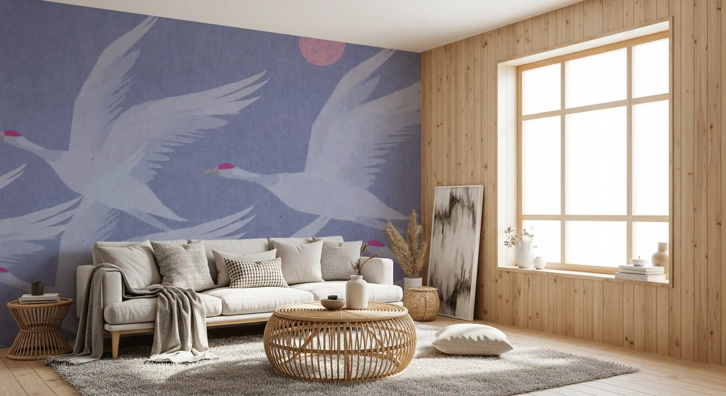 Origami Wings over Periwinkle Sky Wall Mural