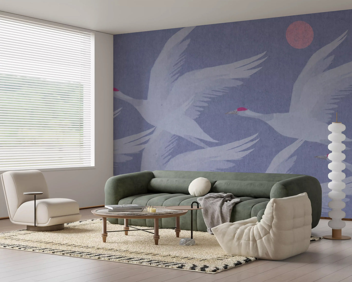 Origami Wings over Periwinkle Sky Wall Mural