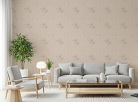 Serene Winged Flight Soft Ochre Pattern Wallpaper⁠