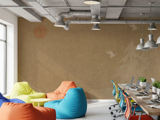 Office styled with the Oriental Sun and Pine wall mural GD11016