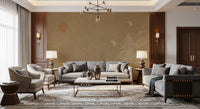 Minimalist Oriental Sun and Pine Trees Wall Mural