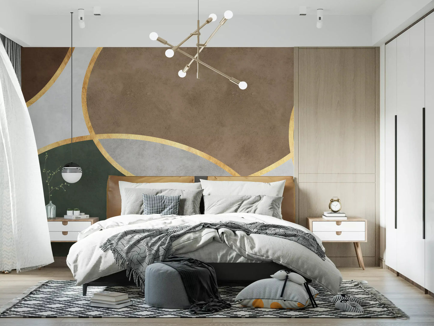 Mid Century Modern Organic Circles Wall Mural
