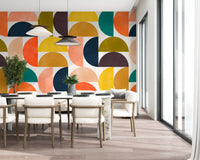Mid Century Modern Arc Abstract Shapes Wall Mural