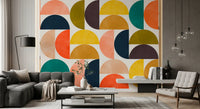 Mid Century Modern Arc Abstract Shapes Wall Mural