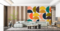 Mid Century Modern Arc Abstract Shapes Wall Mural
