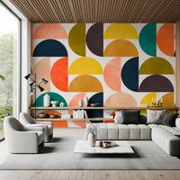 Mid Century Modern Arc Abstract Shapes Wall Mural