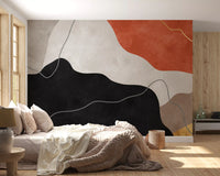 Terracotta and Charcoal Abstract Hills Wall Mural
