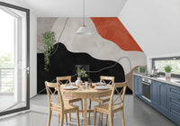 Terracotta and Charcoal Abstract Hills Wall Mural