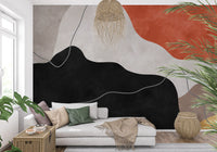 Terracotta and Charcoal Abstract Hills Wall Mural