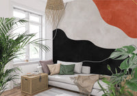Terracotta and Charcoal Abstract Hills Wall Mural