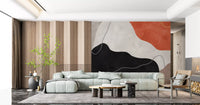 Terracotta and Charcoal Abstract Hills Wall Mural