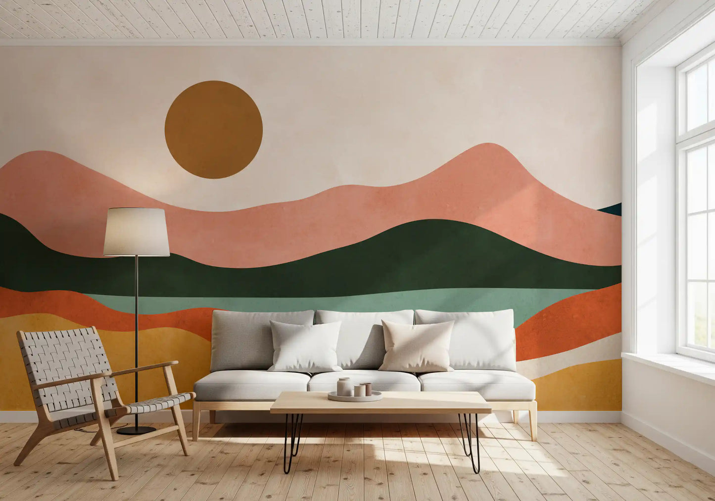 Terracotta Dunes and Golden Sun Wall Mural