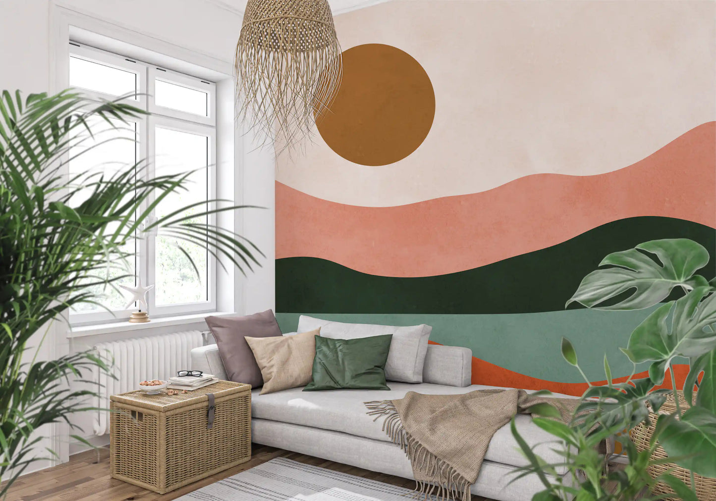 Terracotta Dunes and Golden Sun Wall Mural