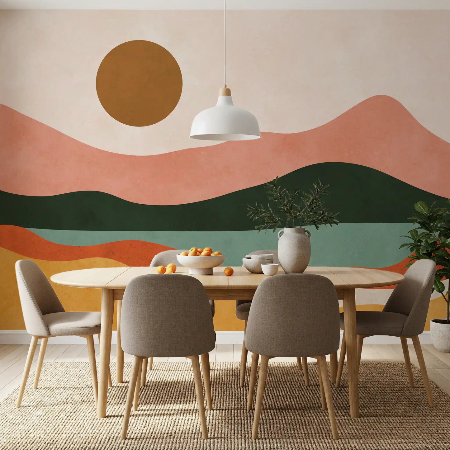 Terracotta Dunes and Golden Sun Wall Mural