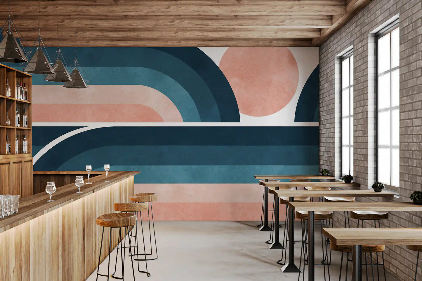 Nostalgic Horizon Arcs Wall Mural