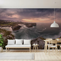 Sunset Coastal Cliffs Panorama Wall Mural