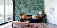 Fluid Earthy Sage and Forest Waves Wall Mural