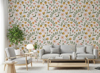 Whimsical Honeybee Meadow Pattern Wallpaper⁠