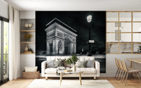 Midnight Paris Archways and Light Trails Wall Mural