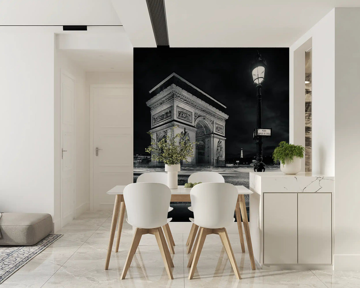 Midnight Paris Archways and Light Trails Wall Mural