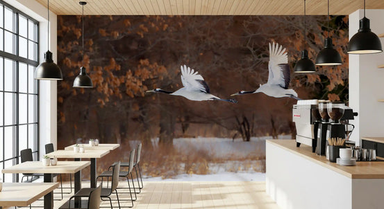Hokkaido Winter Sanctuary wall mural setting a calm café , GD11041
 