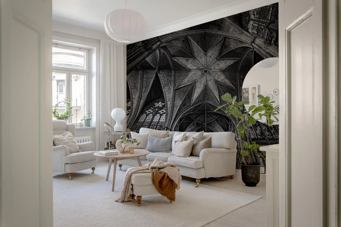 Gothic Vaults of the Cathedral Ceiling Wall Mural