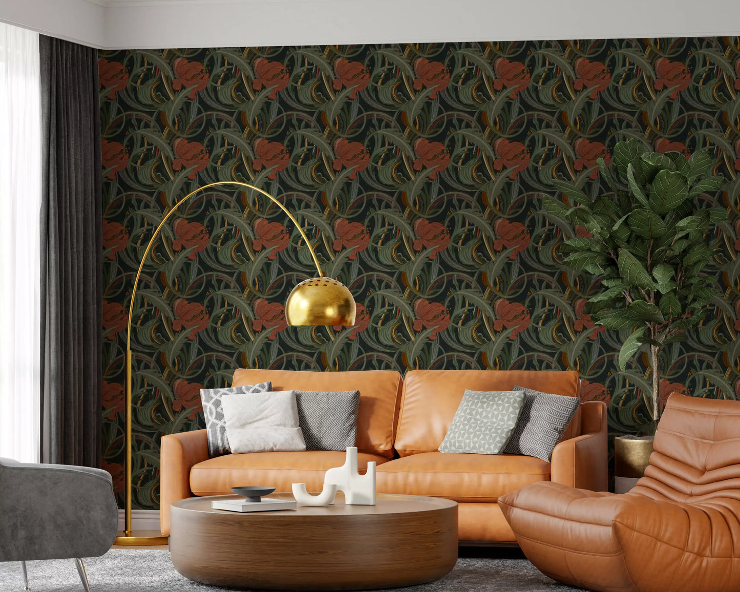 Midnight Garden Art Nouveau Bloom Wallpaper⁠