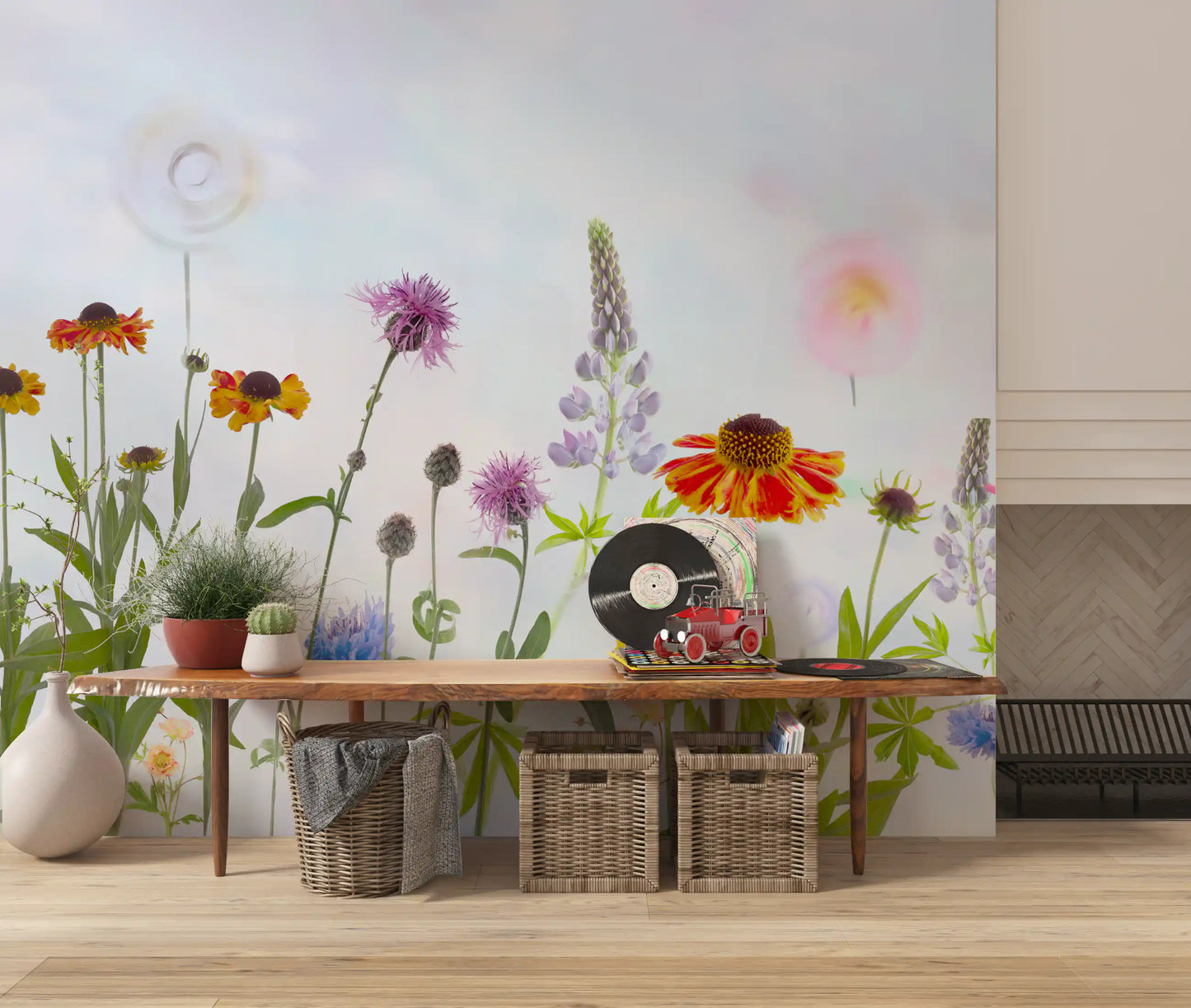 Dreamy Pastel Wildflower Garden Wall Mural