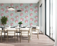 Soft Blush Palm Frond Pattern Wallpaper⁠