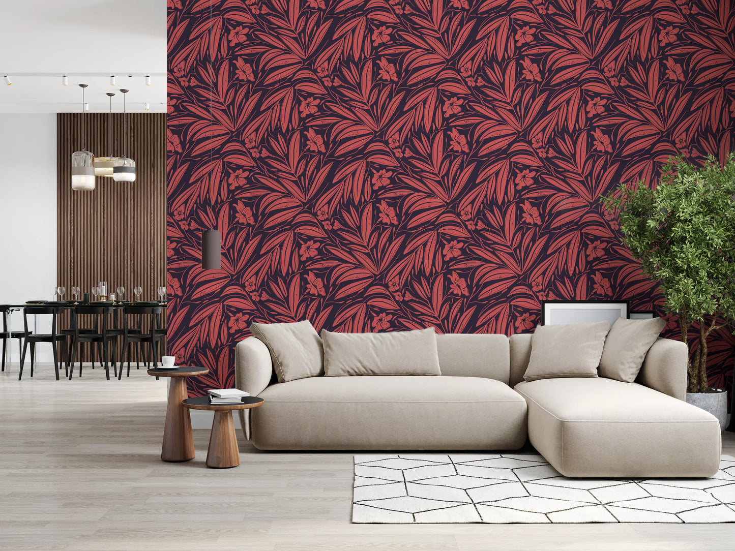 Crimson Foliage Silhouette Wallpaper⁠