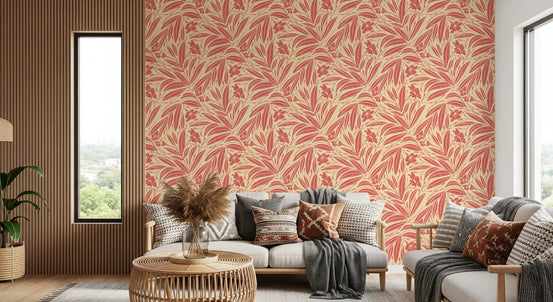 Coral Bloom Botanical Illustration Wallpaper⁠