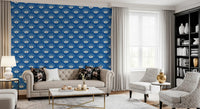 Stylized Eyelash Motif in Cobalt Blue Wallpaper⁠