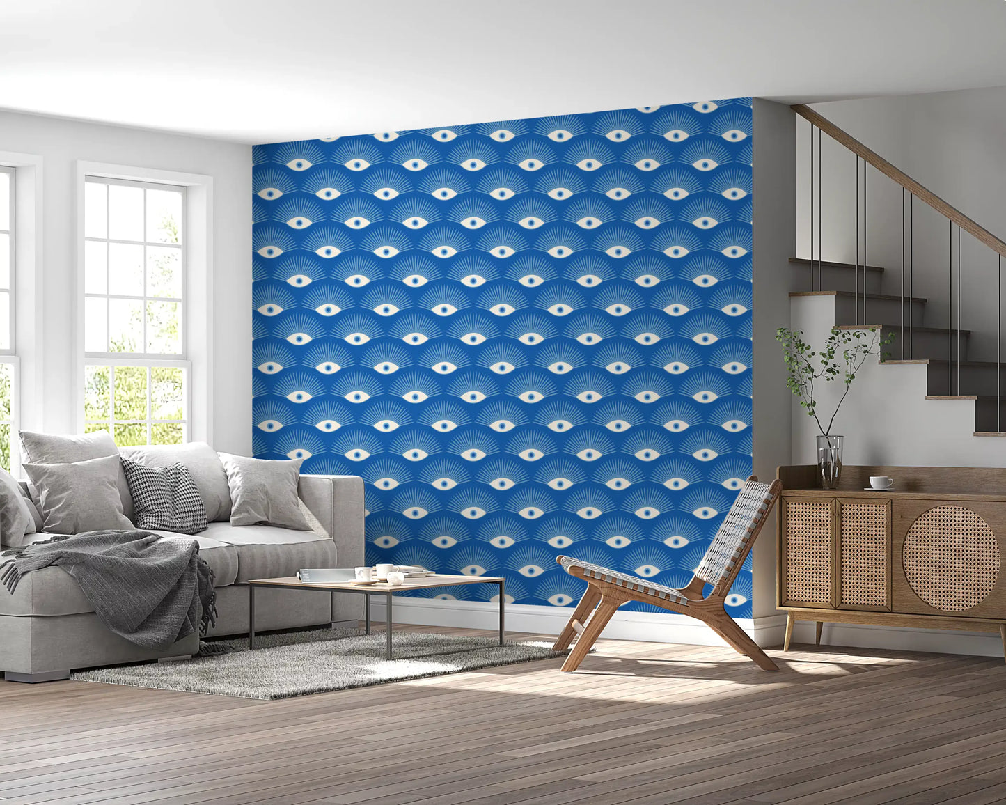 Stylized Eyelash Motif in Cobalt Blue Wallpaper⁠