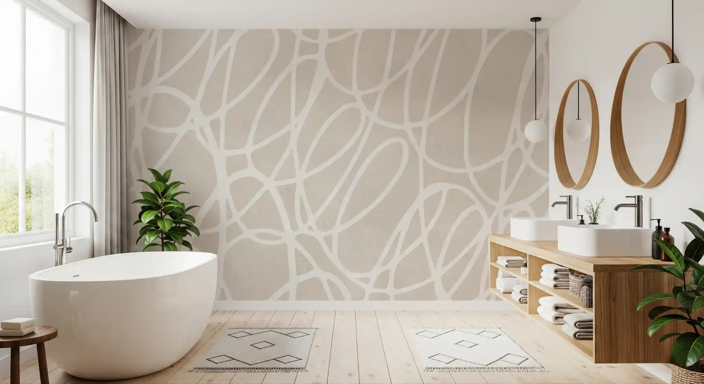 Abstract Swirl Line Art Wall Mural