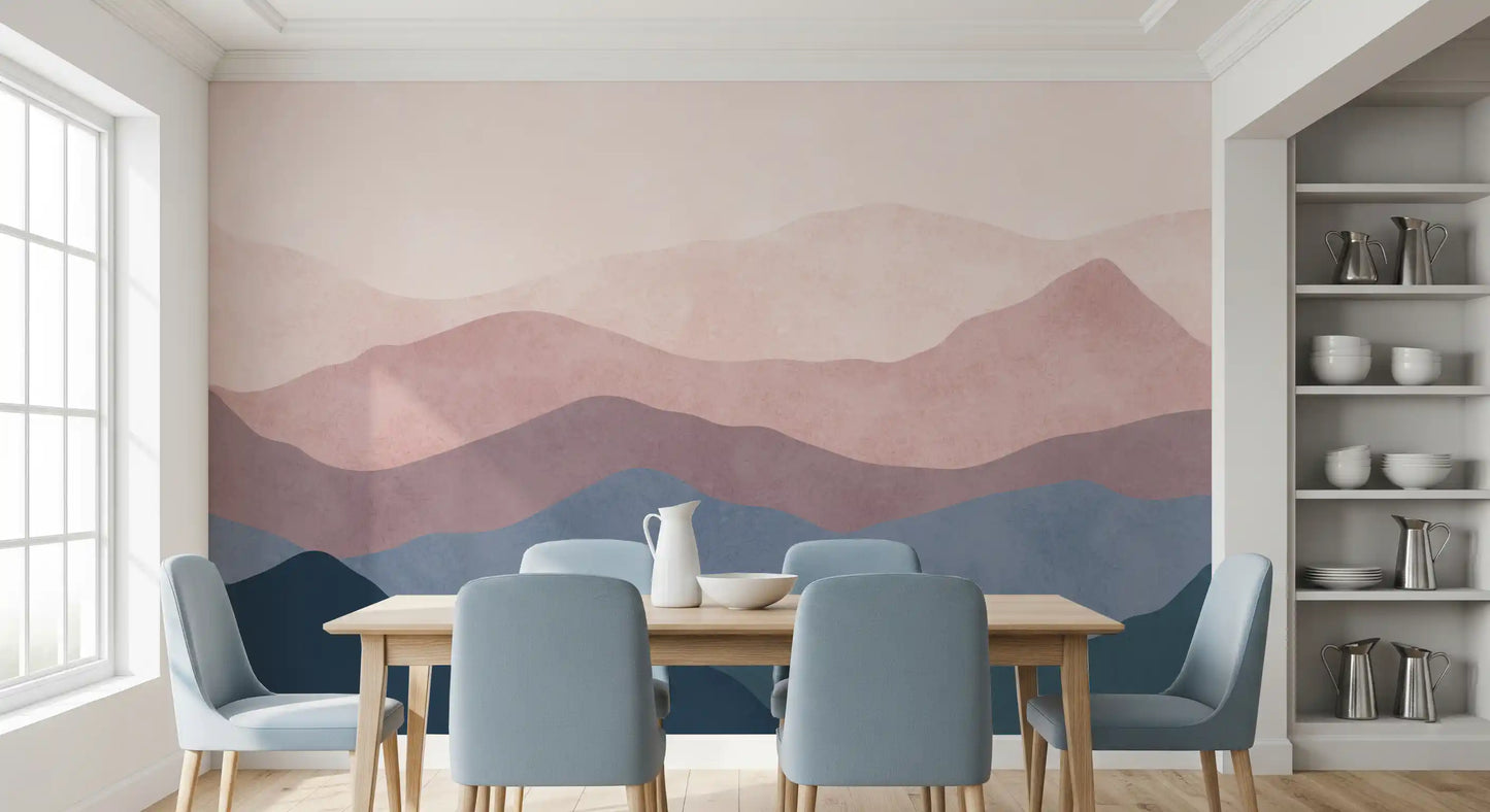 Soft Watercolor Mountain Range Wall Mural