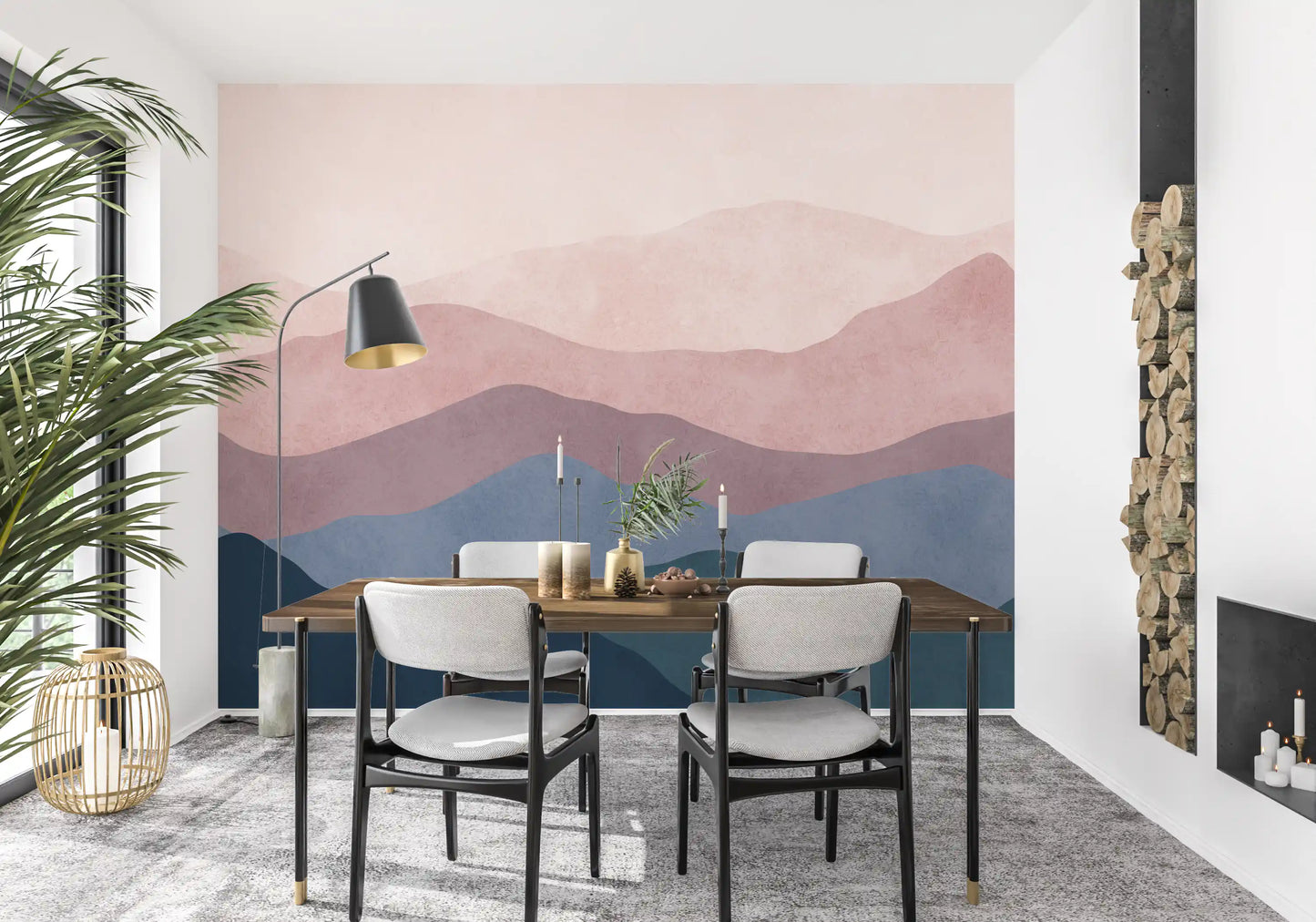 Soft Watercolor Mountain Range Wall Mural